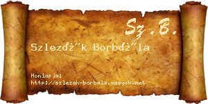 Szlezák Borbála névjegykártya